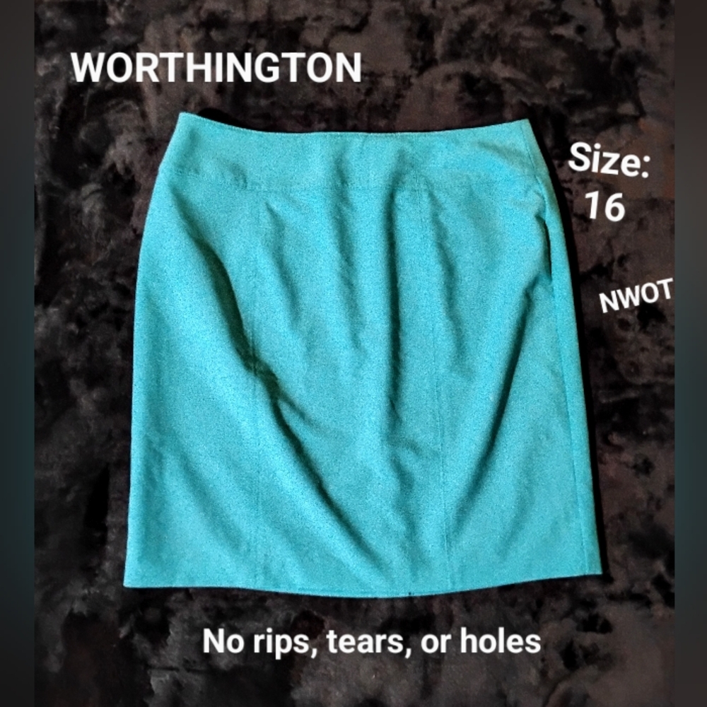 WORTHINGTON plus size teal pencil skirt NWOT size 16